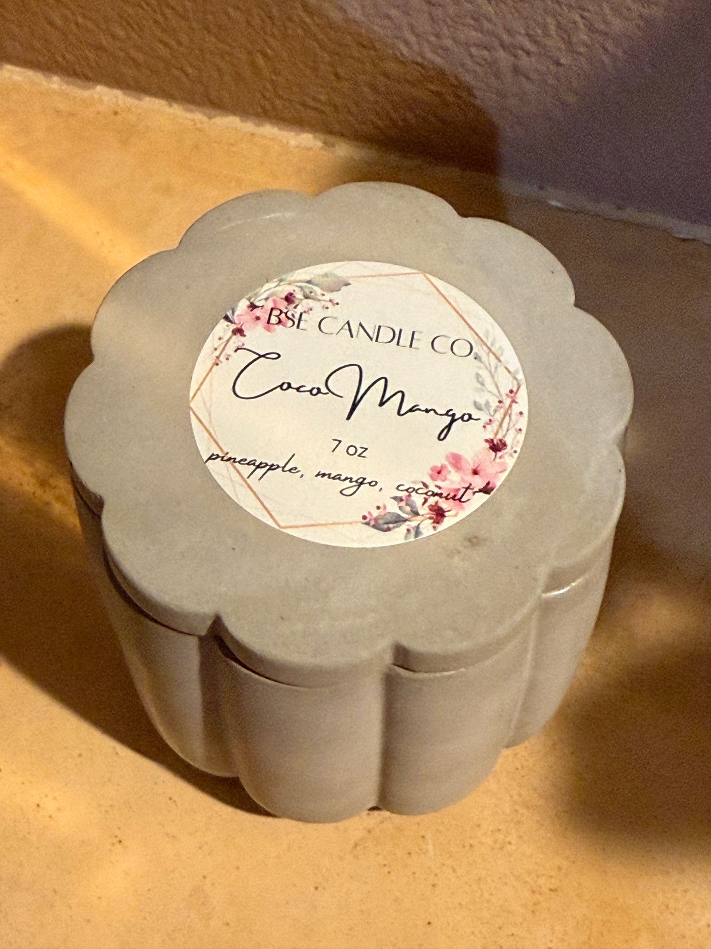 Flower cement shaped candle