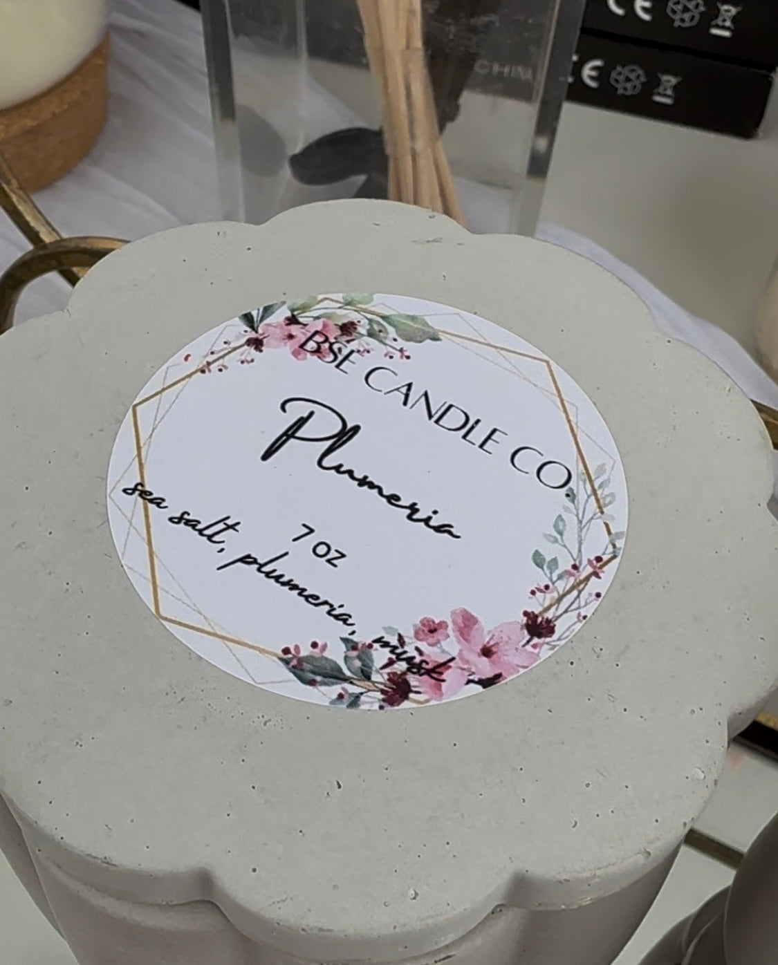 Flower cement shaped candle