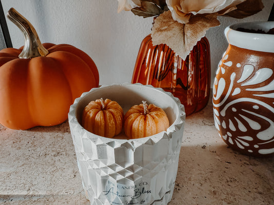 2 Pumpkin Cement Candle