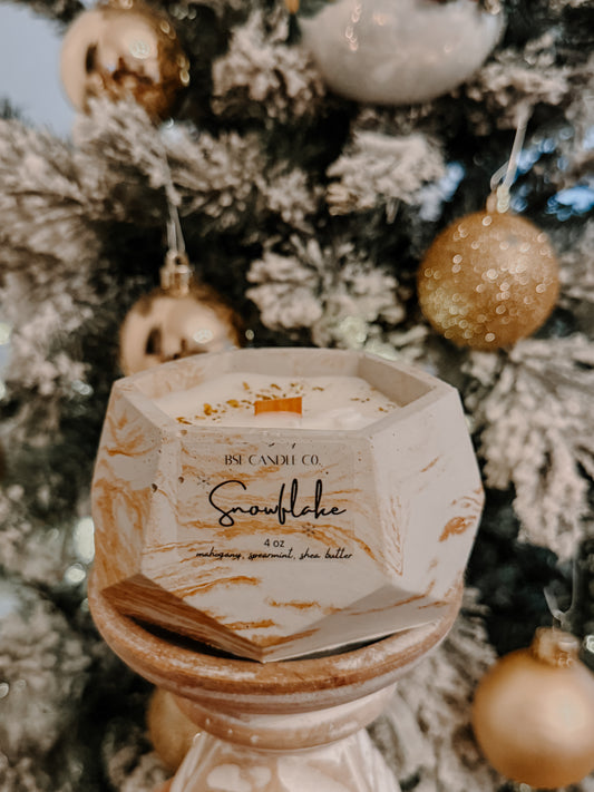 Hexagon Cement Candle with Gold detail