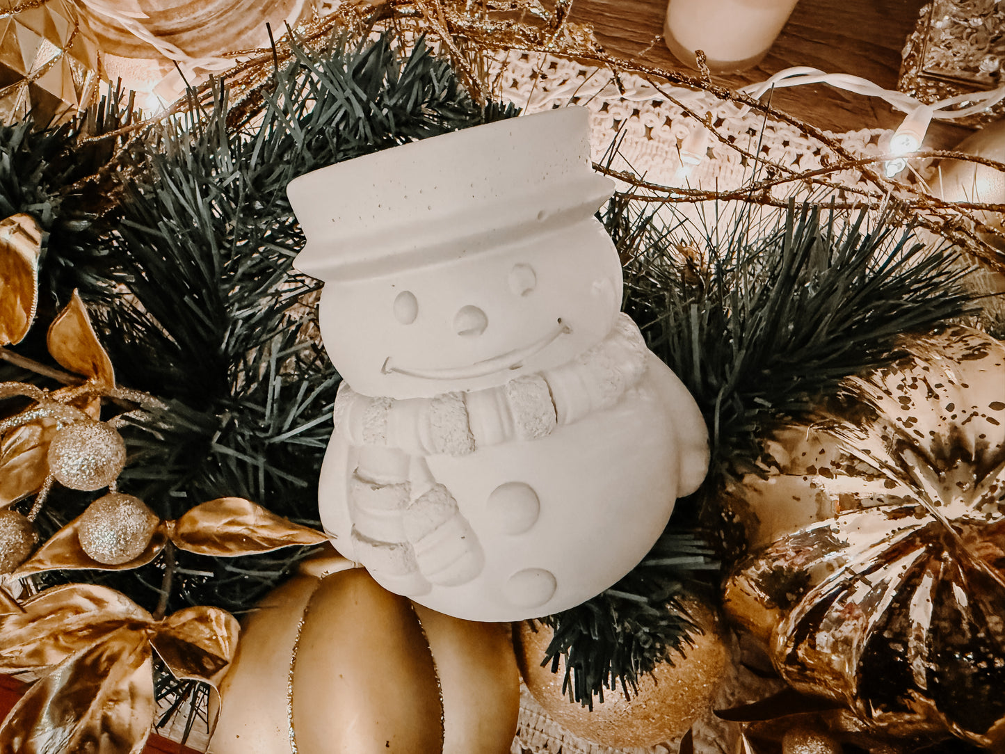 Snowman Cement Candle