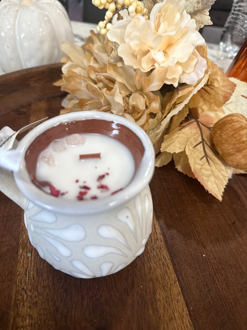 White Talavera Mug Candle