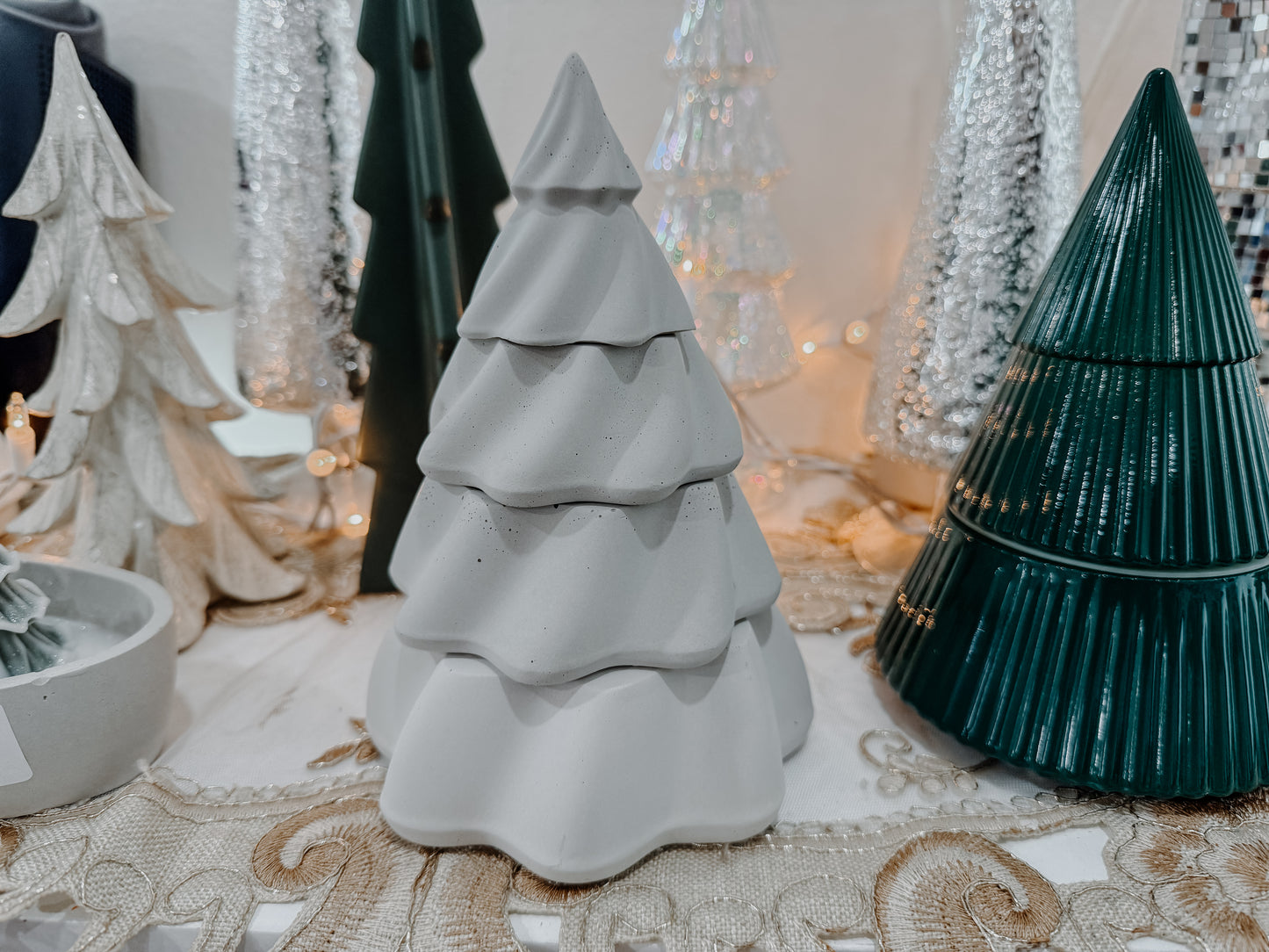 Cement Christmas Tree Candle