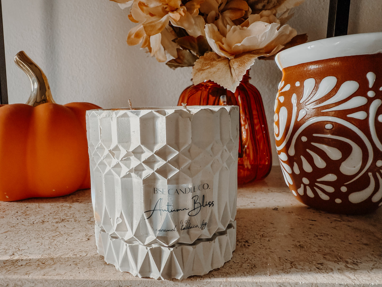 2 Pumpkin Cement Candle