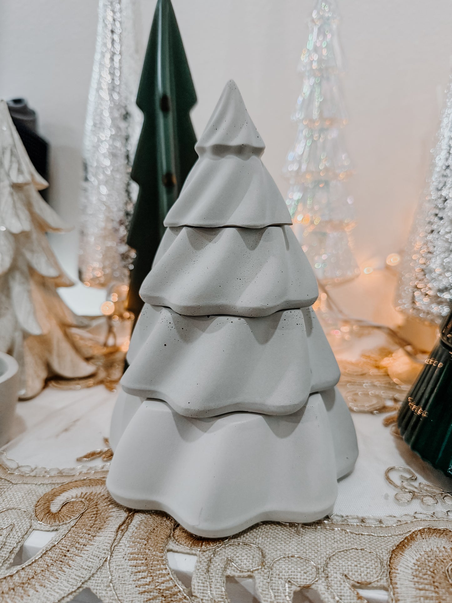 Cement Christmas Tree Candle