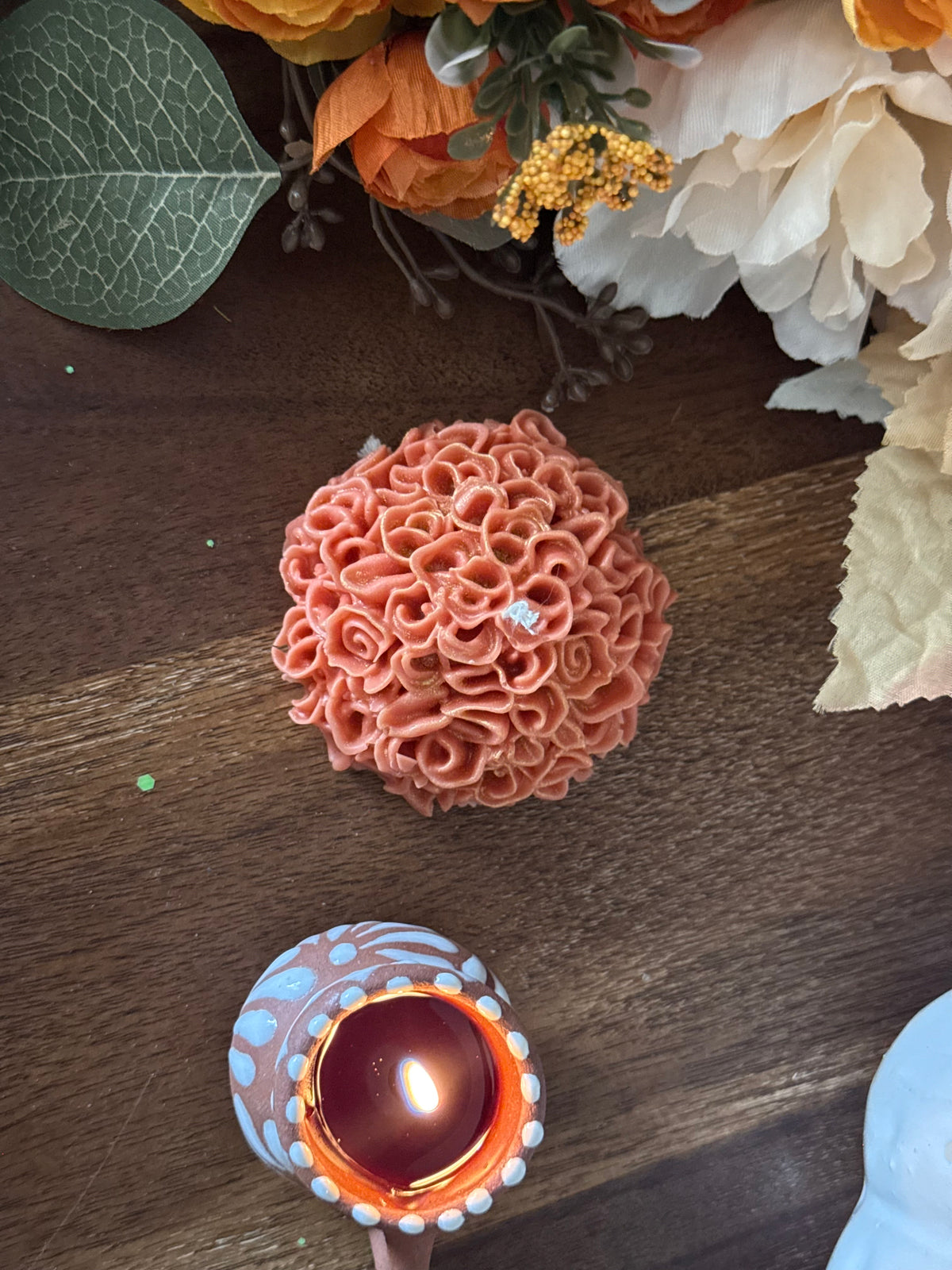 Cempasuchil Flower Pillar Candle