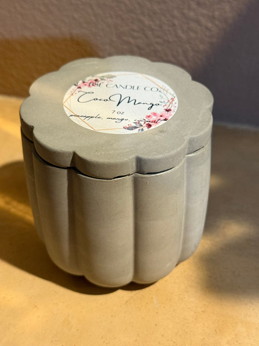 Flower cement shaped candle