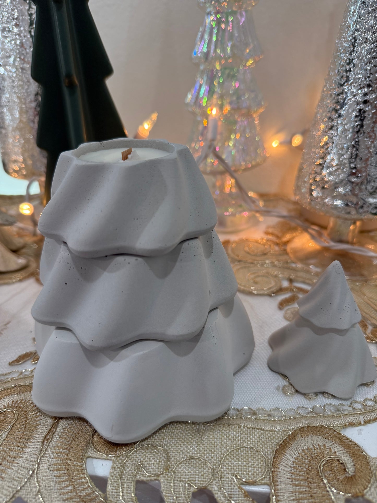 Cement Christmas Tree Candle