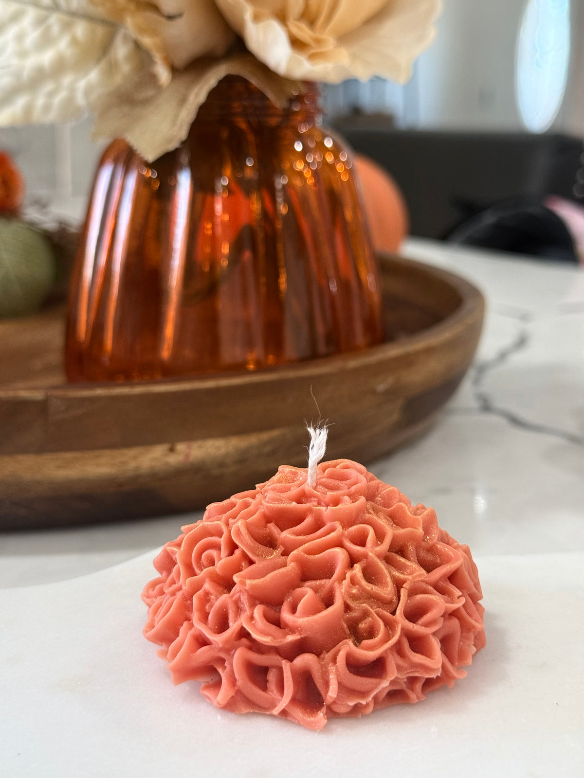 Cempasuchil Flower Pillar Candle