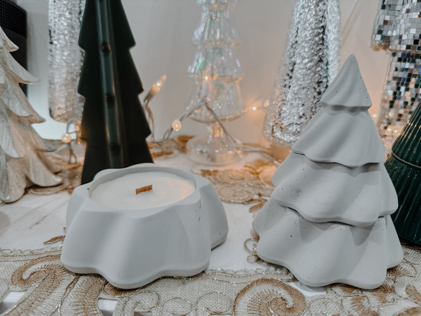 Cement Christmas Tree Candle