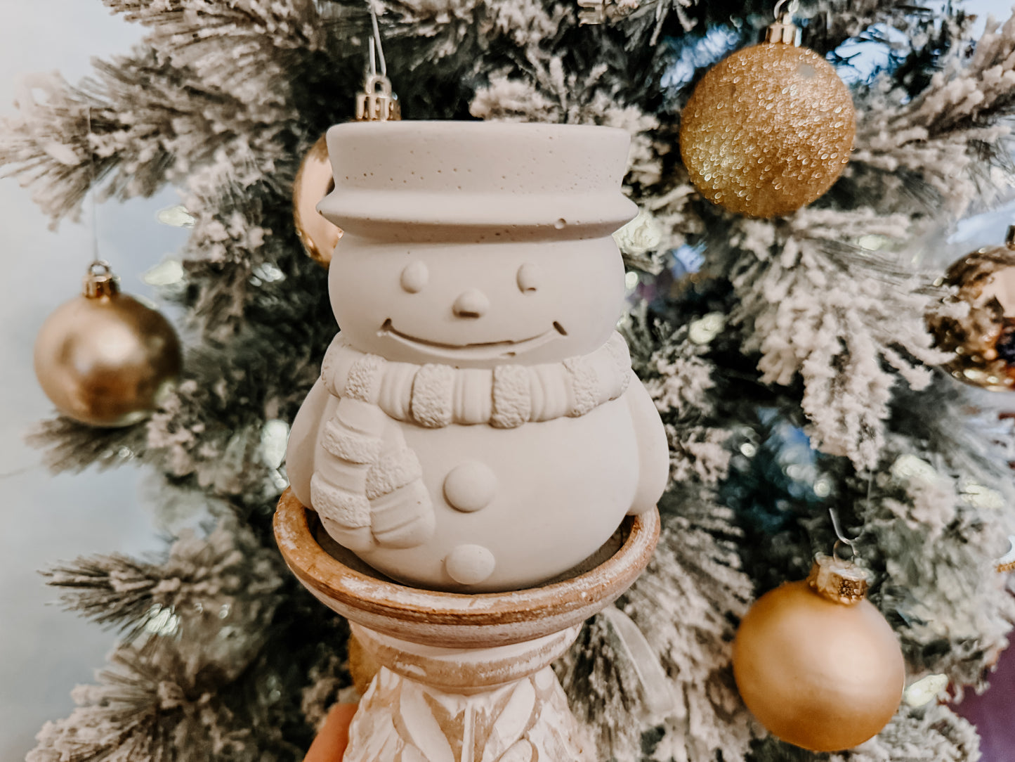 Snowman Cement Candle