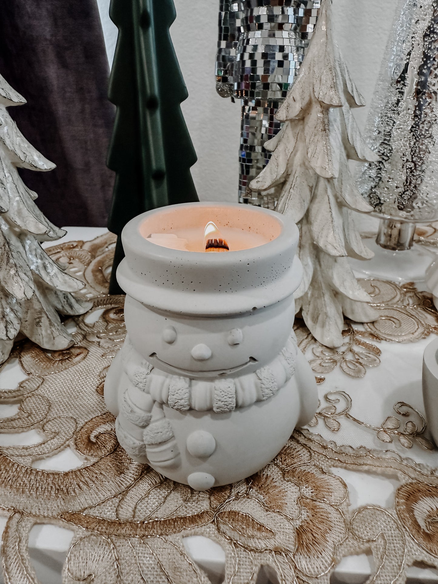 Snowman Cement Candle