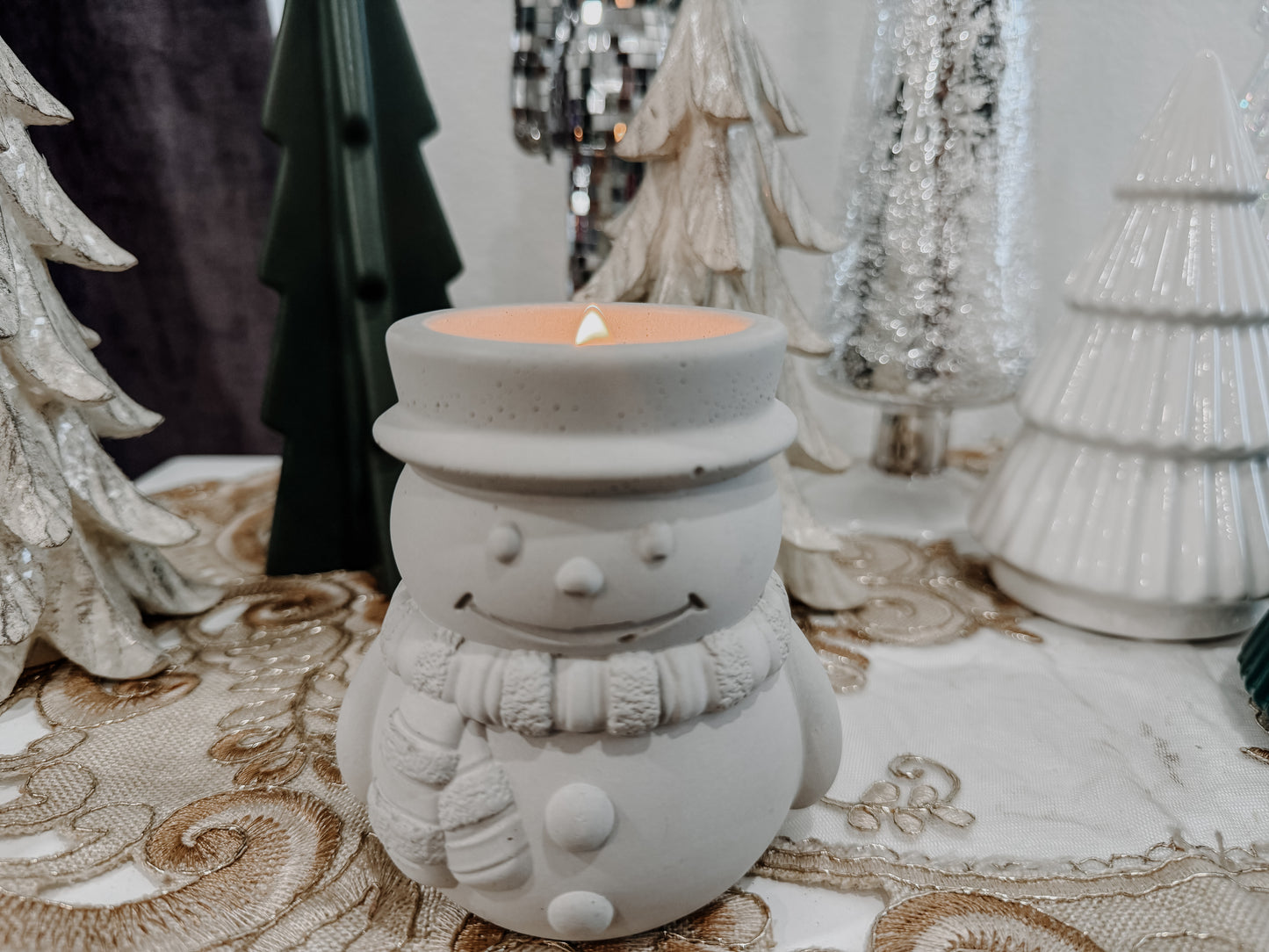 Snowman Cement Candle