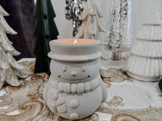 Snowman Cement Candle