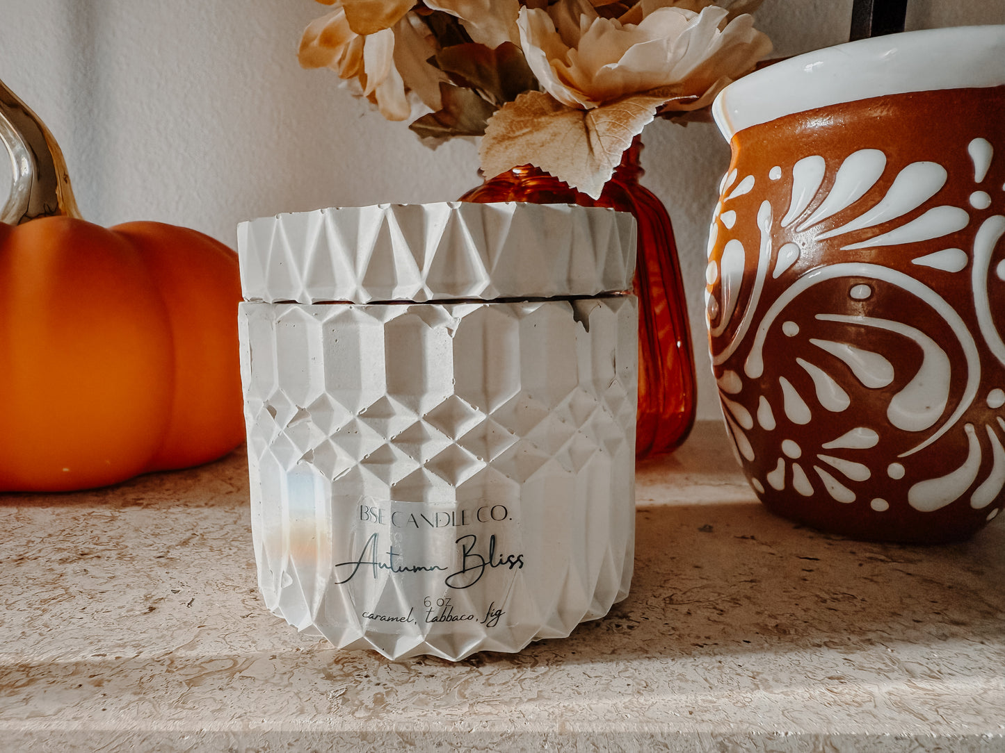 2 Pumpkin Cement Candle