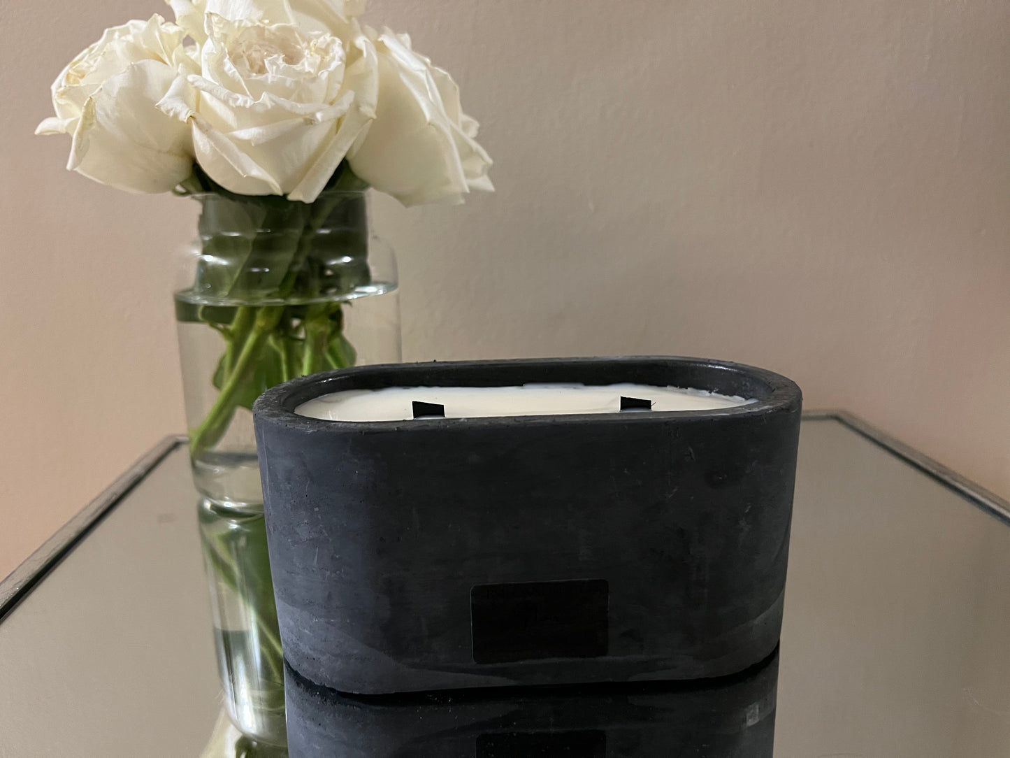 Black Cement Oval Candle