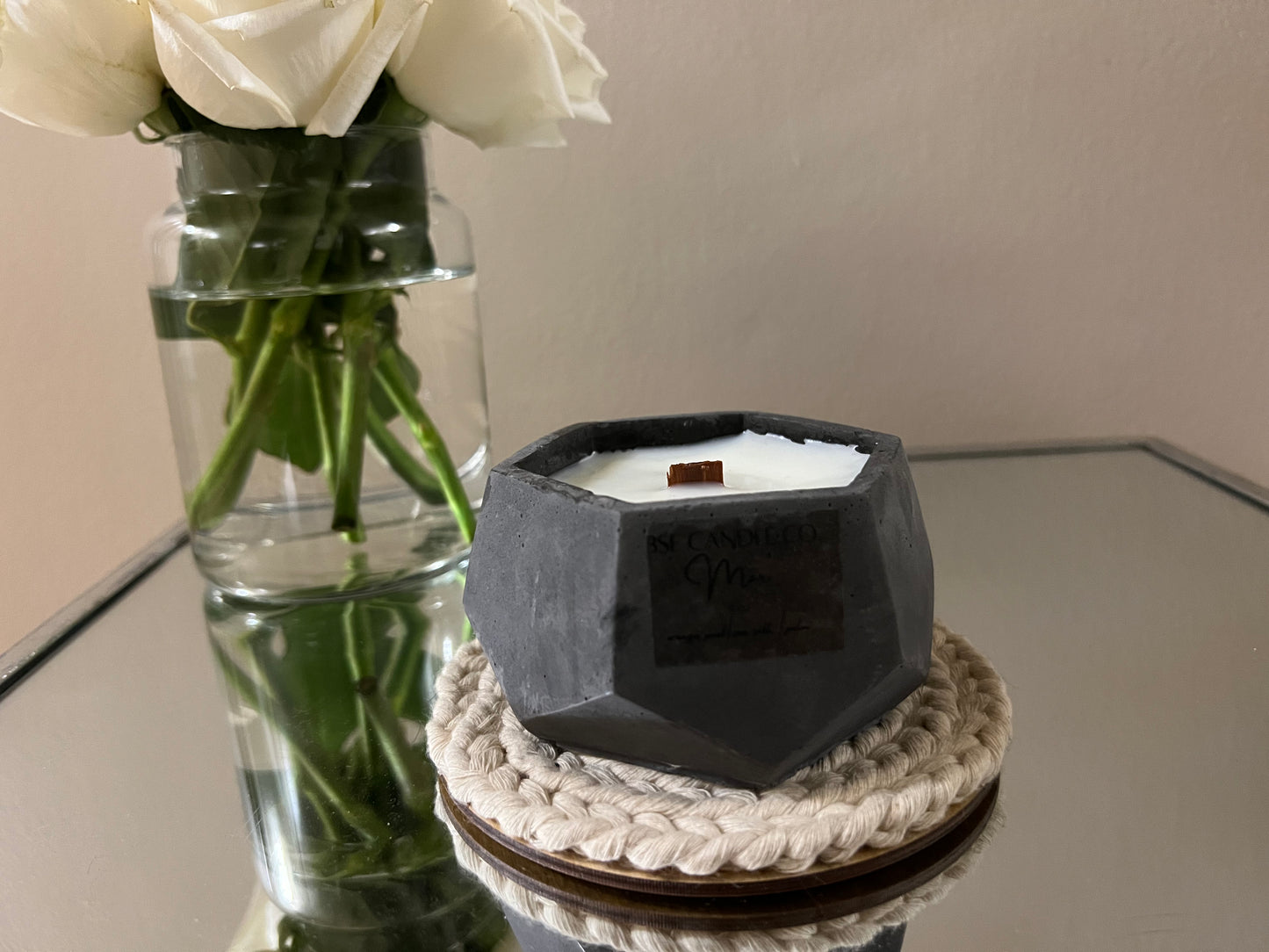 Black Cement Small Hexagon Candle