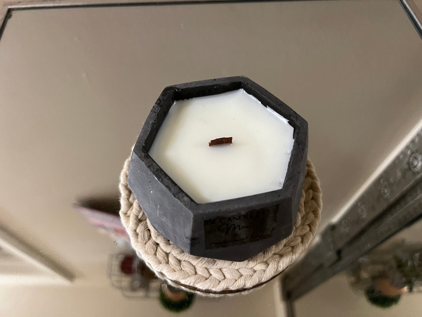 Black Cement Small Hexagon Candle